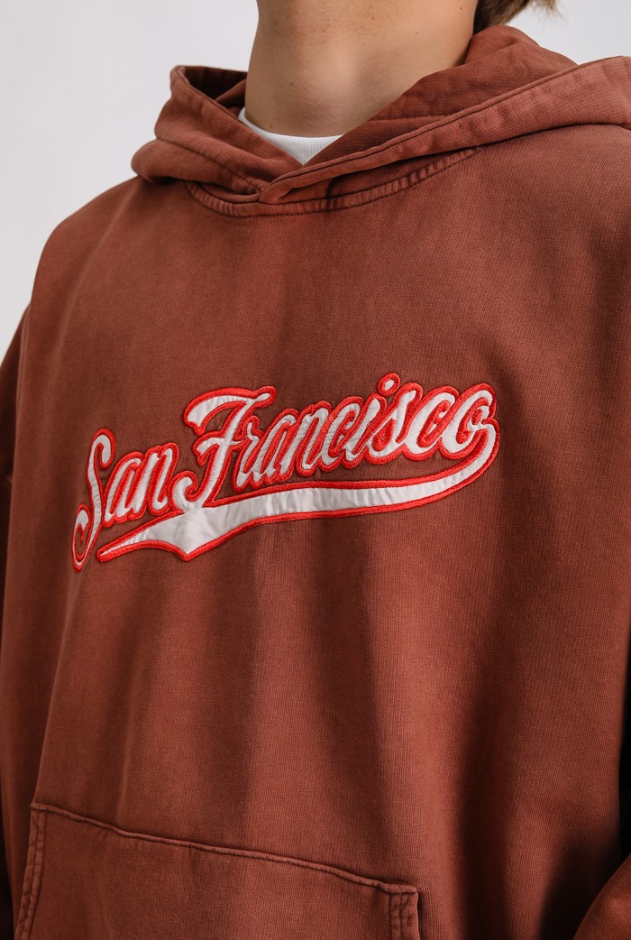 San Francisco Nakış Detaylı Washed Oversize Hoodie