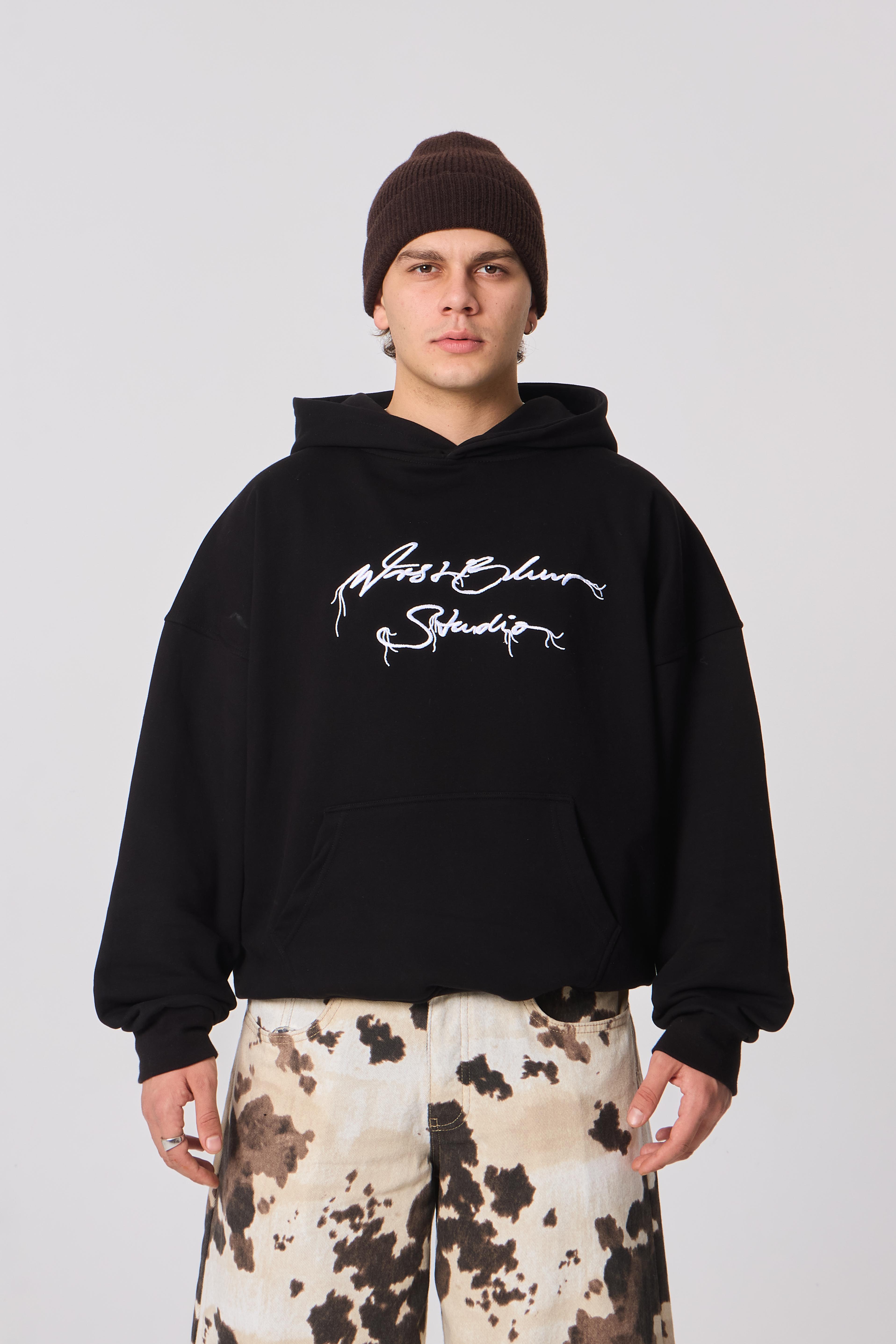 WRSTBHVR Grafiti Nakışlı Kapüşonlu Oversize Sweatshirt