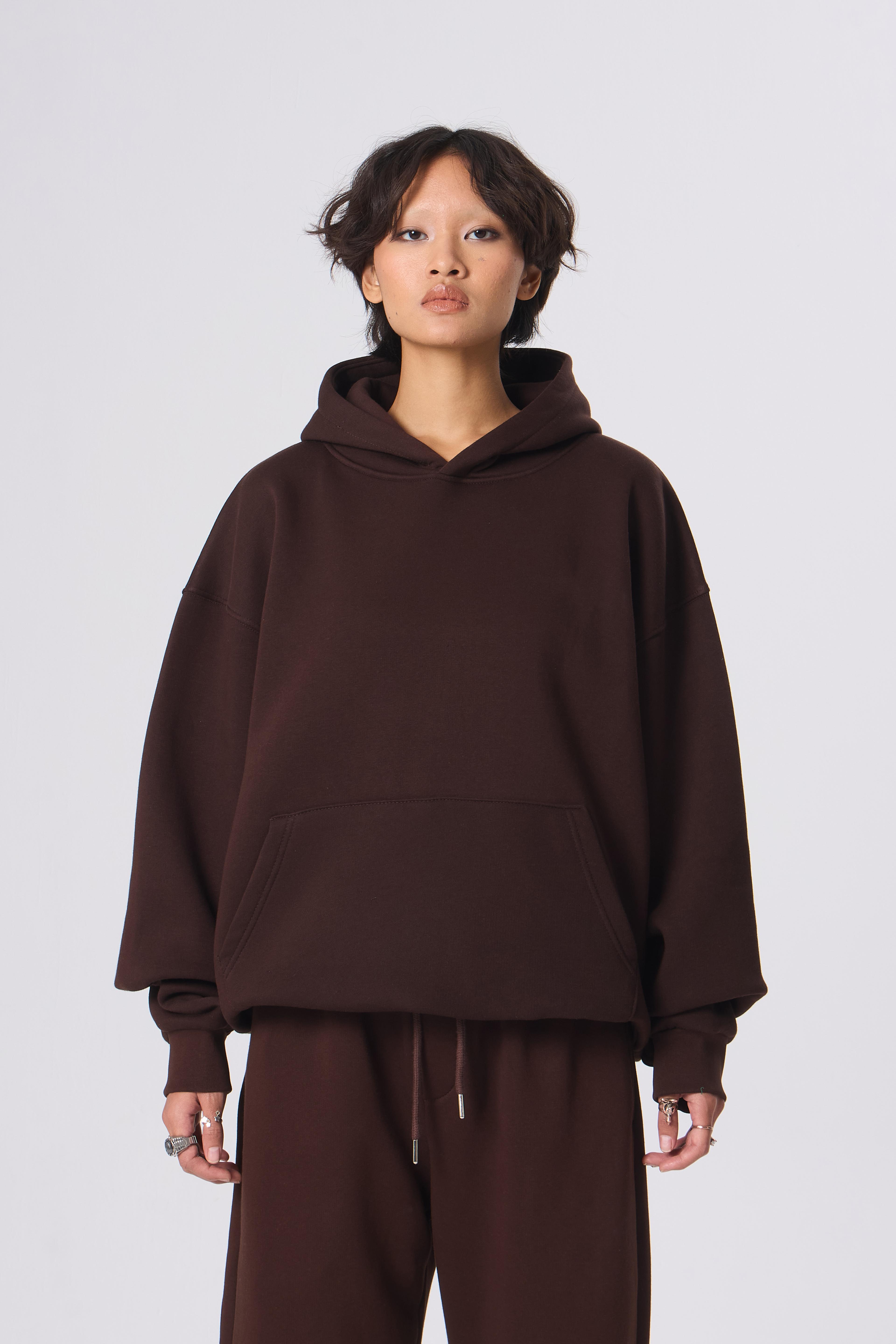 VOID Basic Premium Oversize Hoodie - Kahverengi