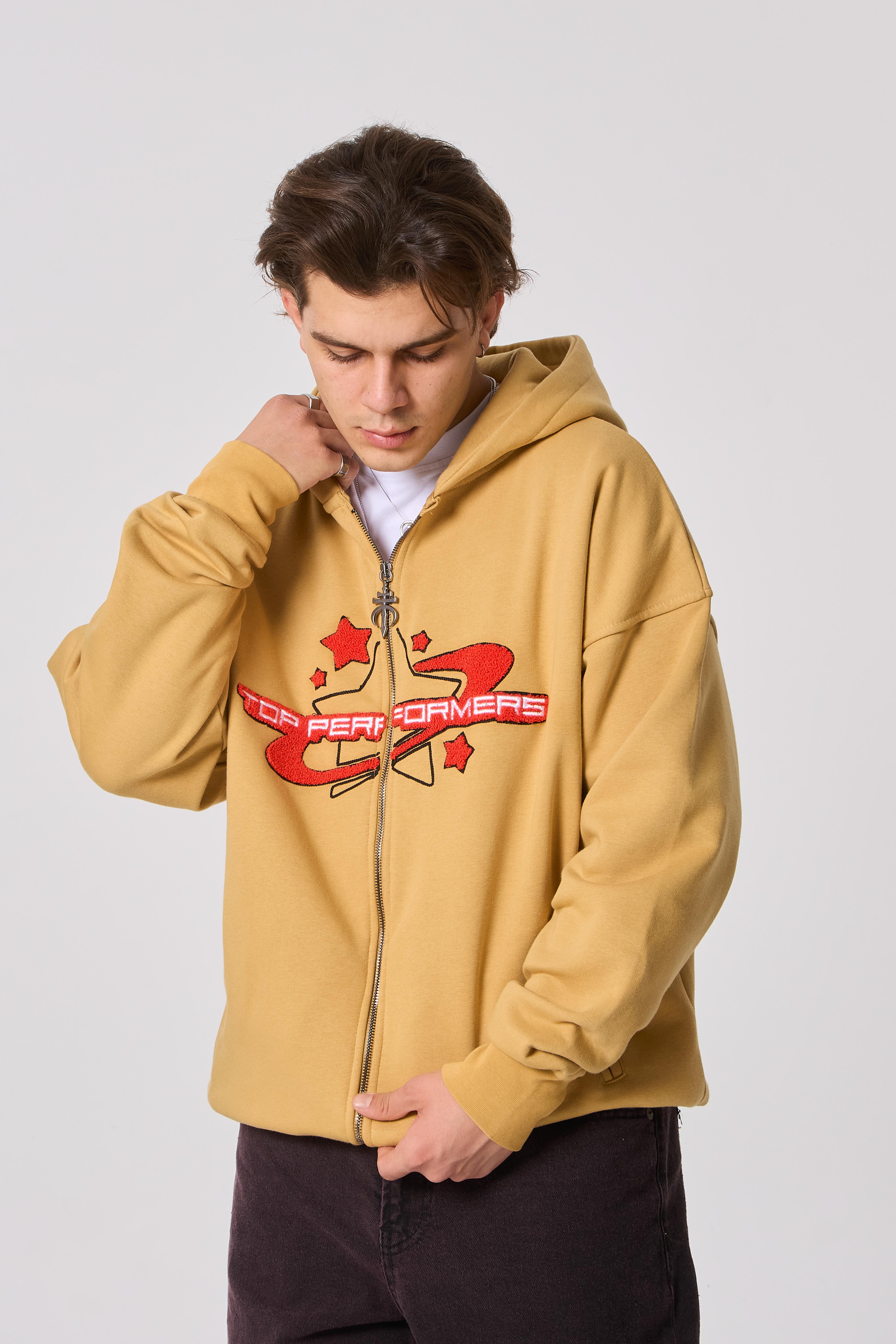 TopPerformers Nakışlı Kapüşonlu Oversize Sweatshirt