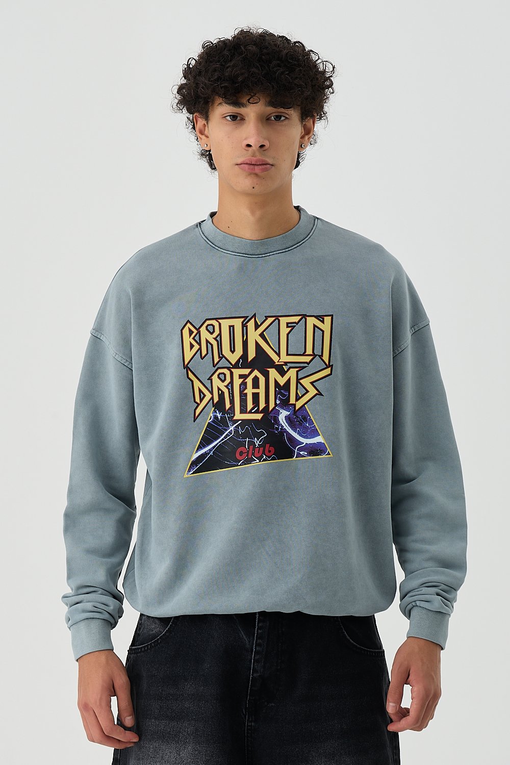 Broken Dreams Baskılı Oversize Sweatshirt