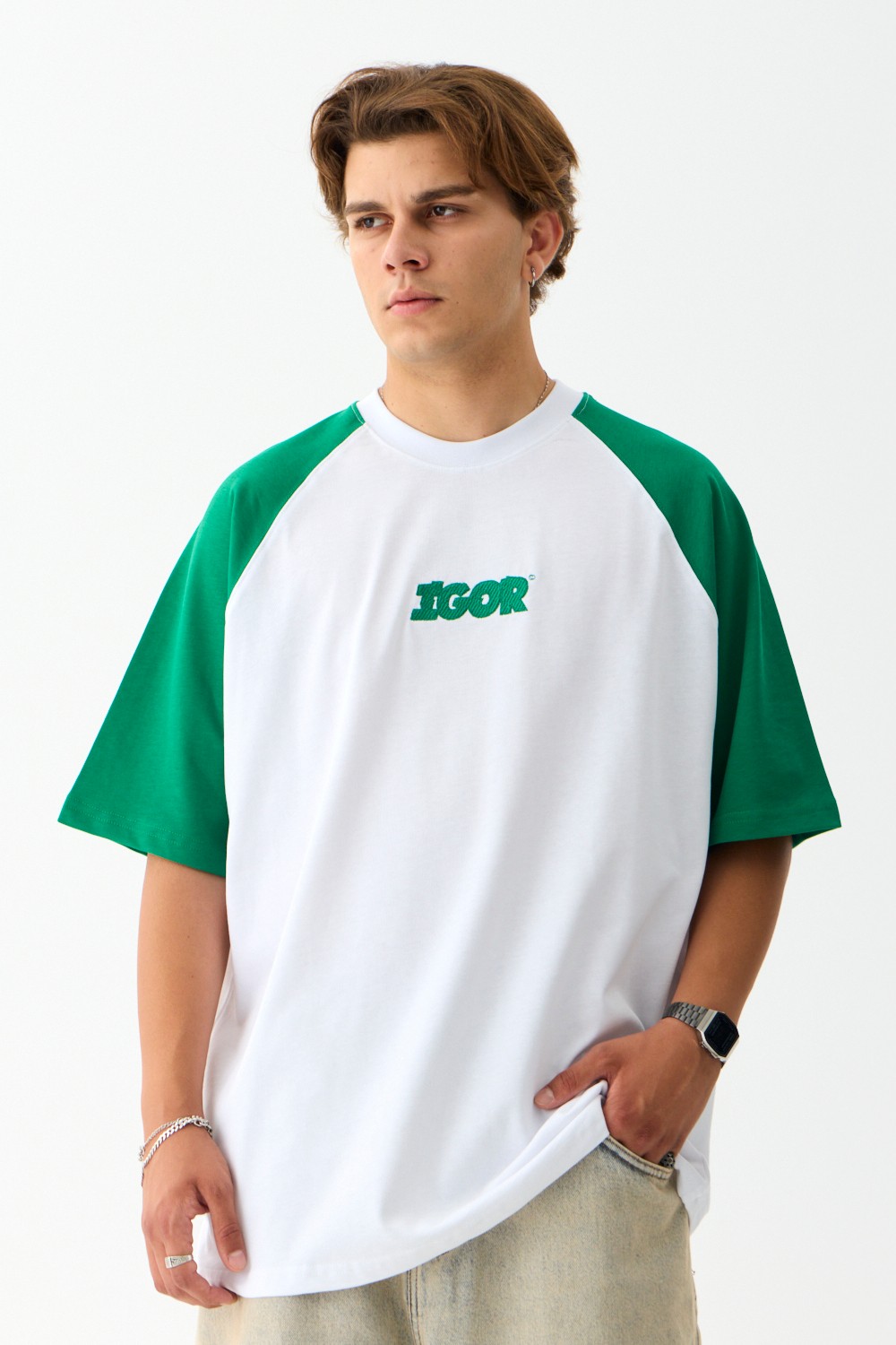 IGOR Baskılı Premium Oversize Tişört - Yeşil