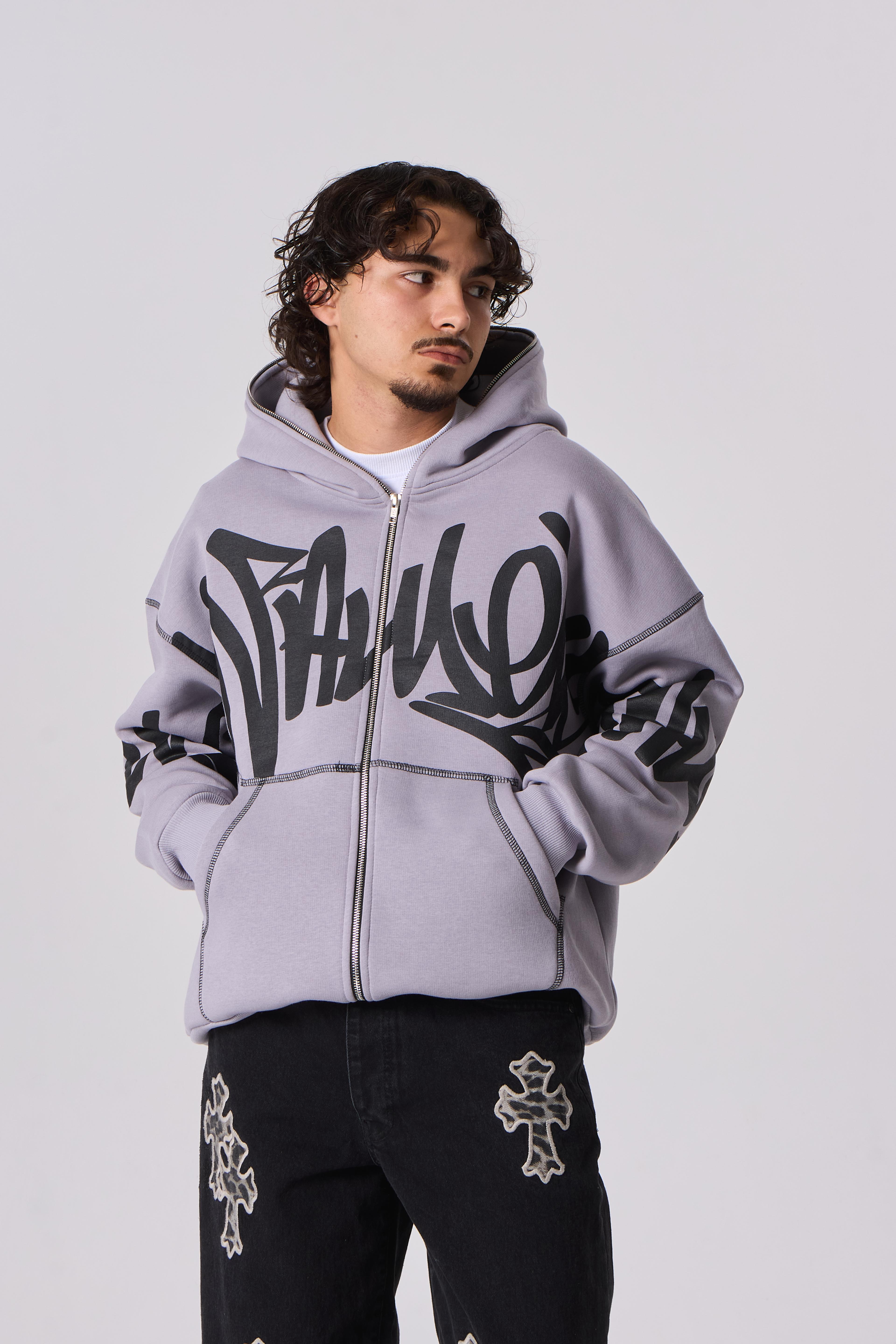 Karyoka Baskılı Full-Zip Kapüşonlu Sweatshirt