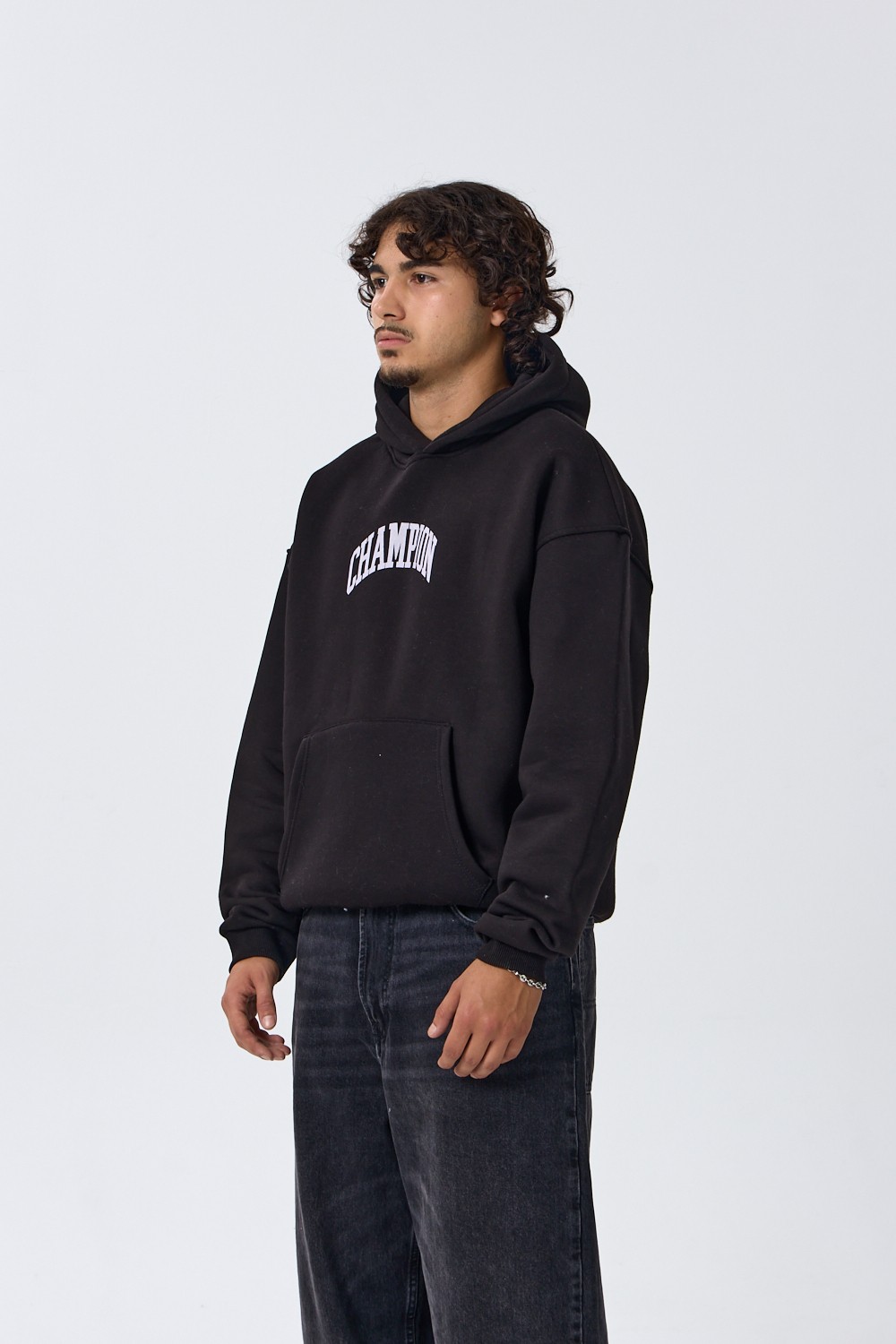 Champion Baskılı Premium Oversize Kapüşonlu Sweatshirt