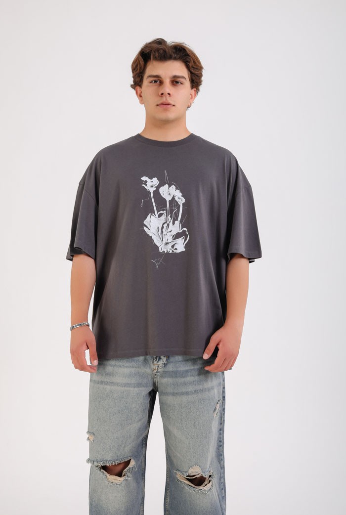 CLSN Flowers Print Premium Oversize Tee