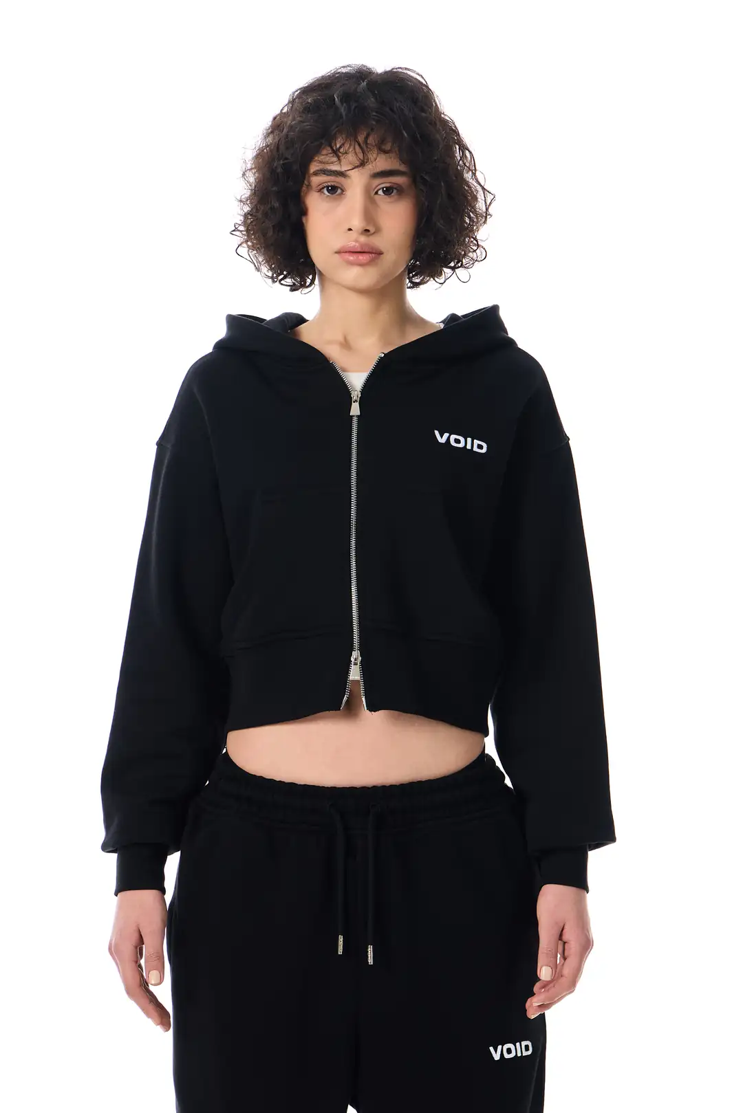 Kadın Yazlık VOID Edition Nakışlı Premium Oversize Cropped Zipper