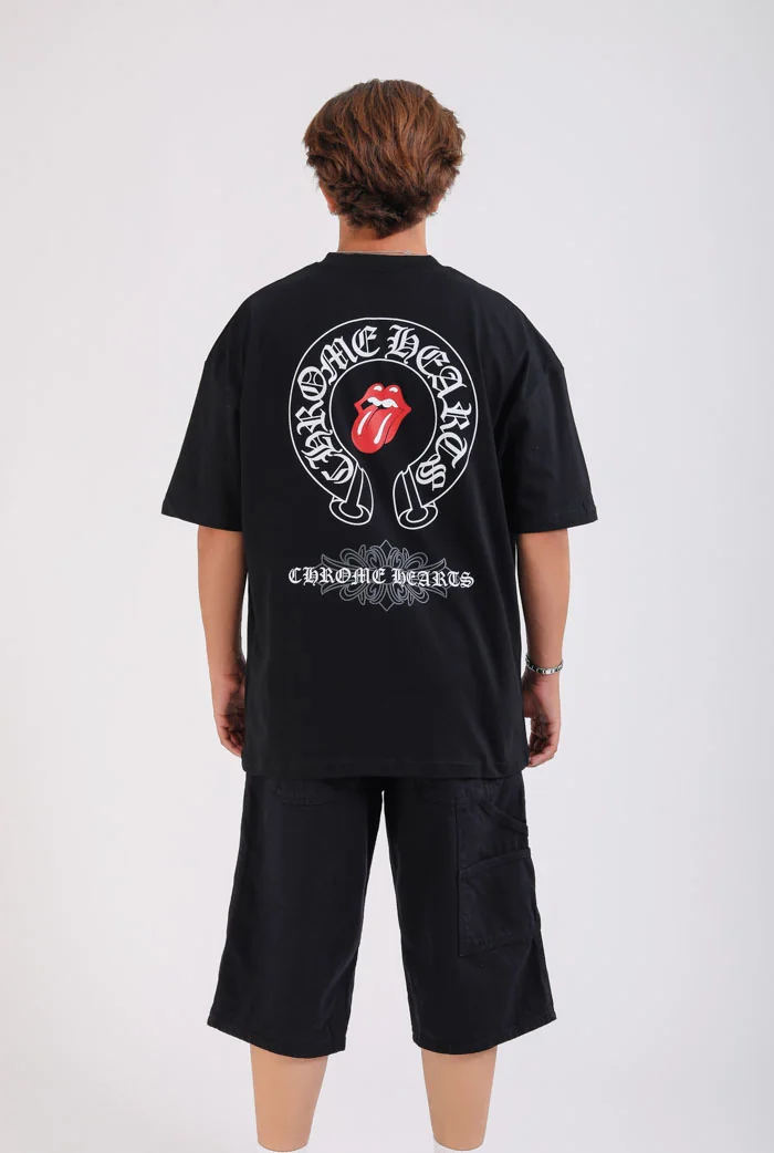 【Peace of ChromHeart】 Chrome Hearts Baskı Detaylı Oversize Tişört