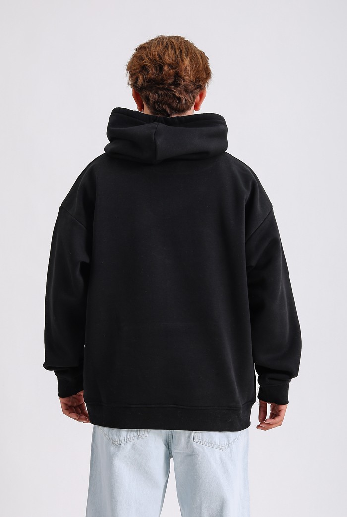 Hysteric Nakış Detaylı Siyah Premium Oversize Hoodie