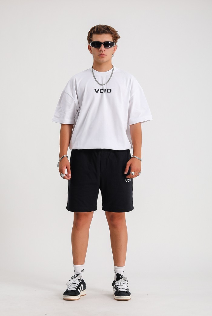 VOID Chest Logo Beyaz Basic Oversize Tişört