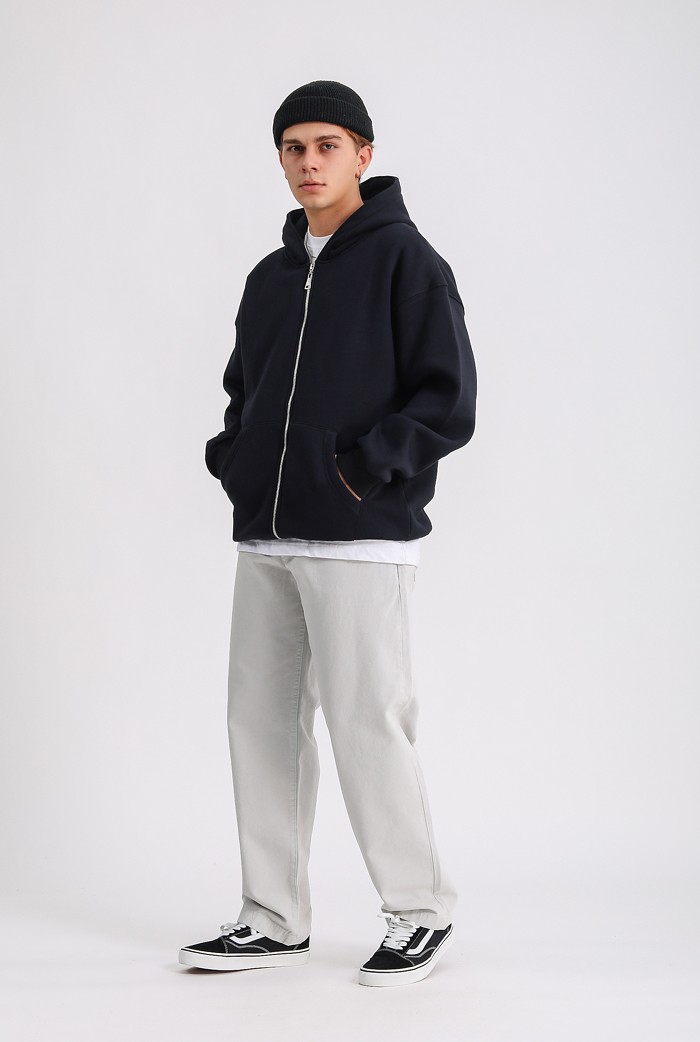 Siyah Premium Oversize Zip Hoodie