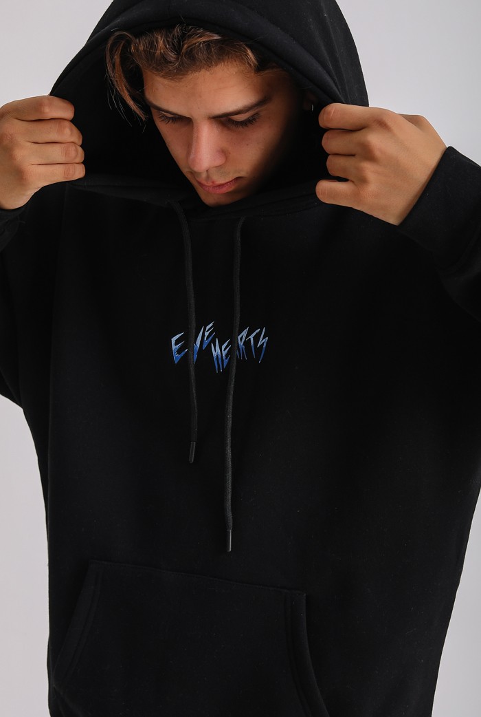 EYE HEARTS Black Premium Oversize Hoodie