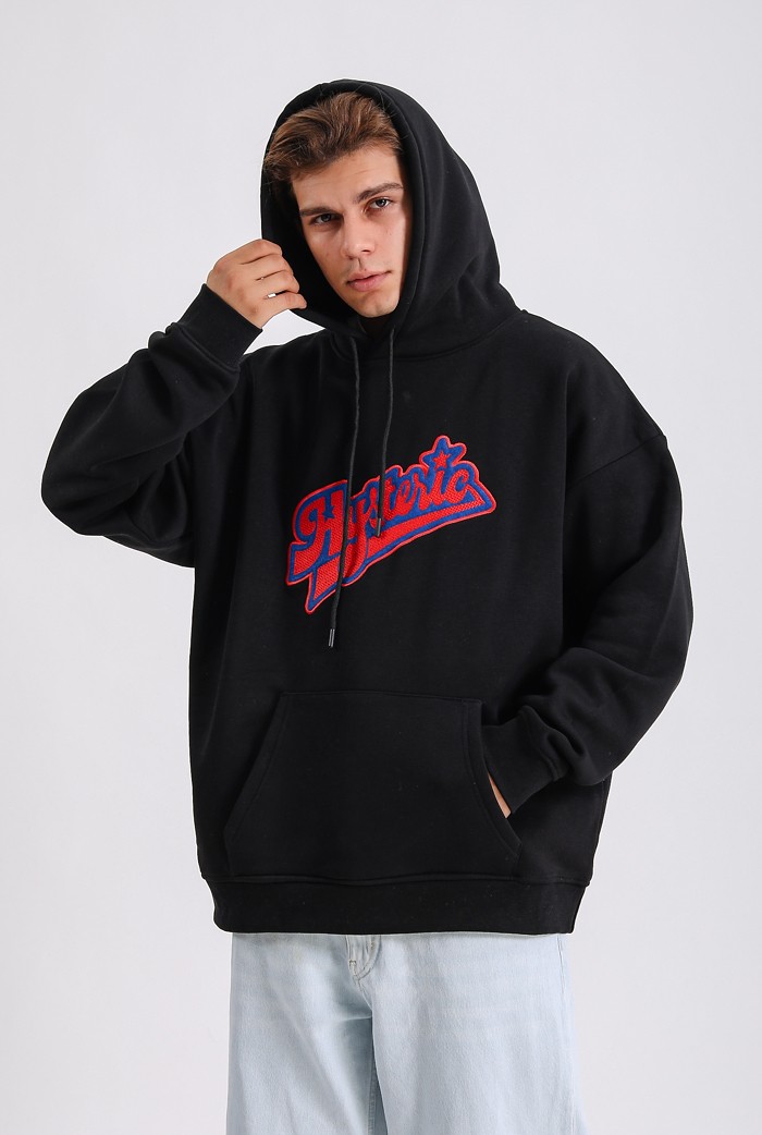 Hysteric Nakış Detaylı Siyah Premium Oversize Hoodie