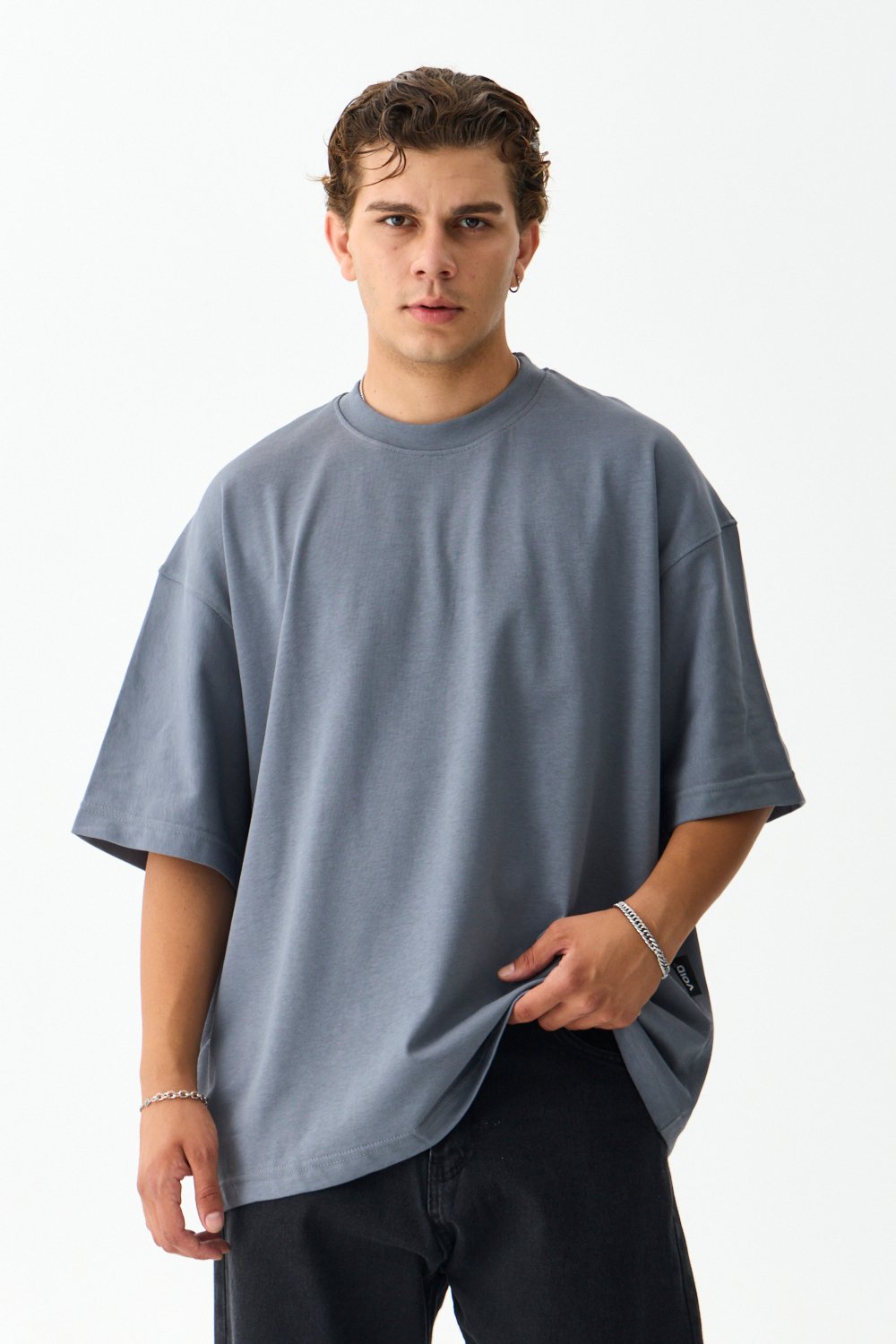 VOID Premium Oversize Basic Tişört - Koyu Gri