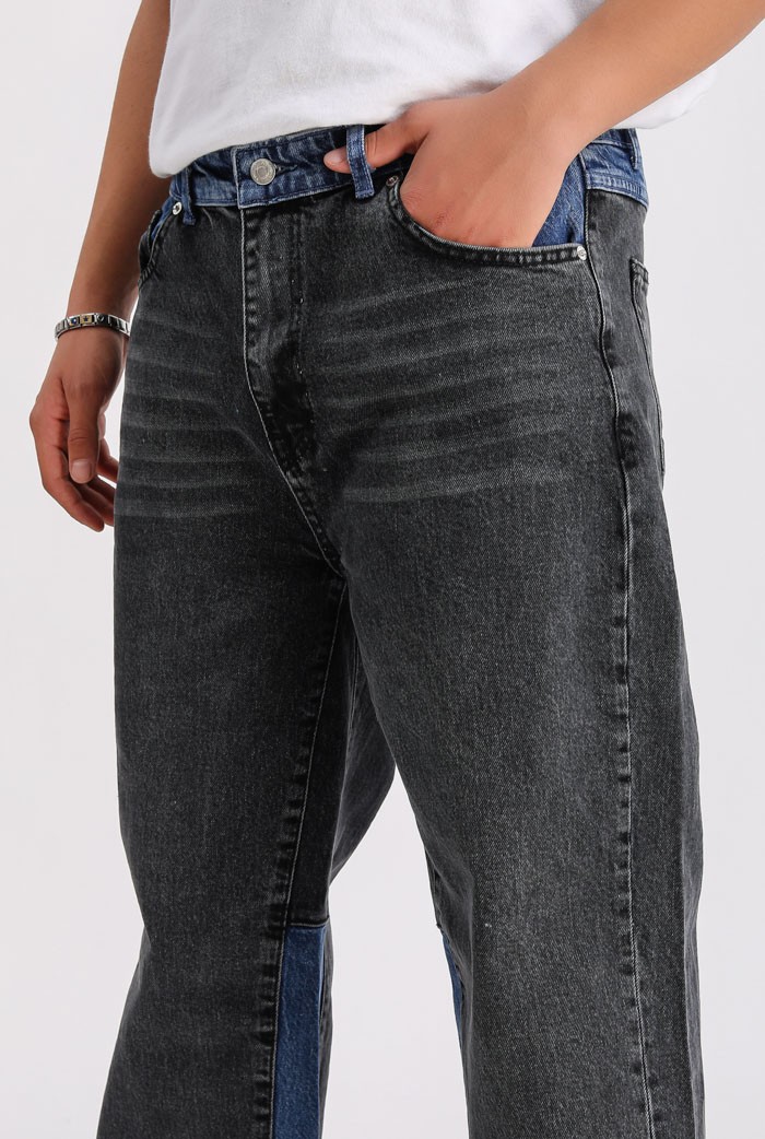 Çift Renk Denim Relaxed Fit Pantolon