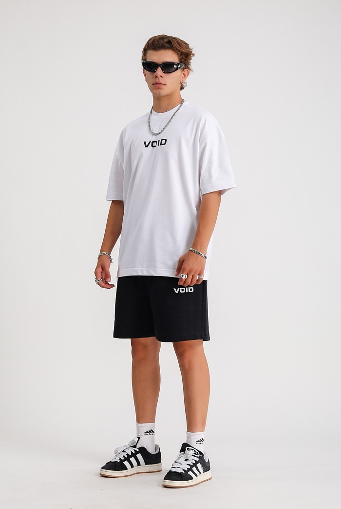 VOID Chest Logo Beyaz Basic Oversize Tişört