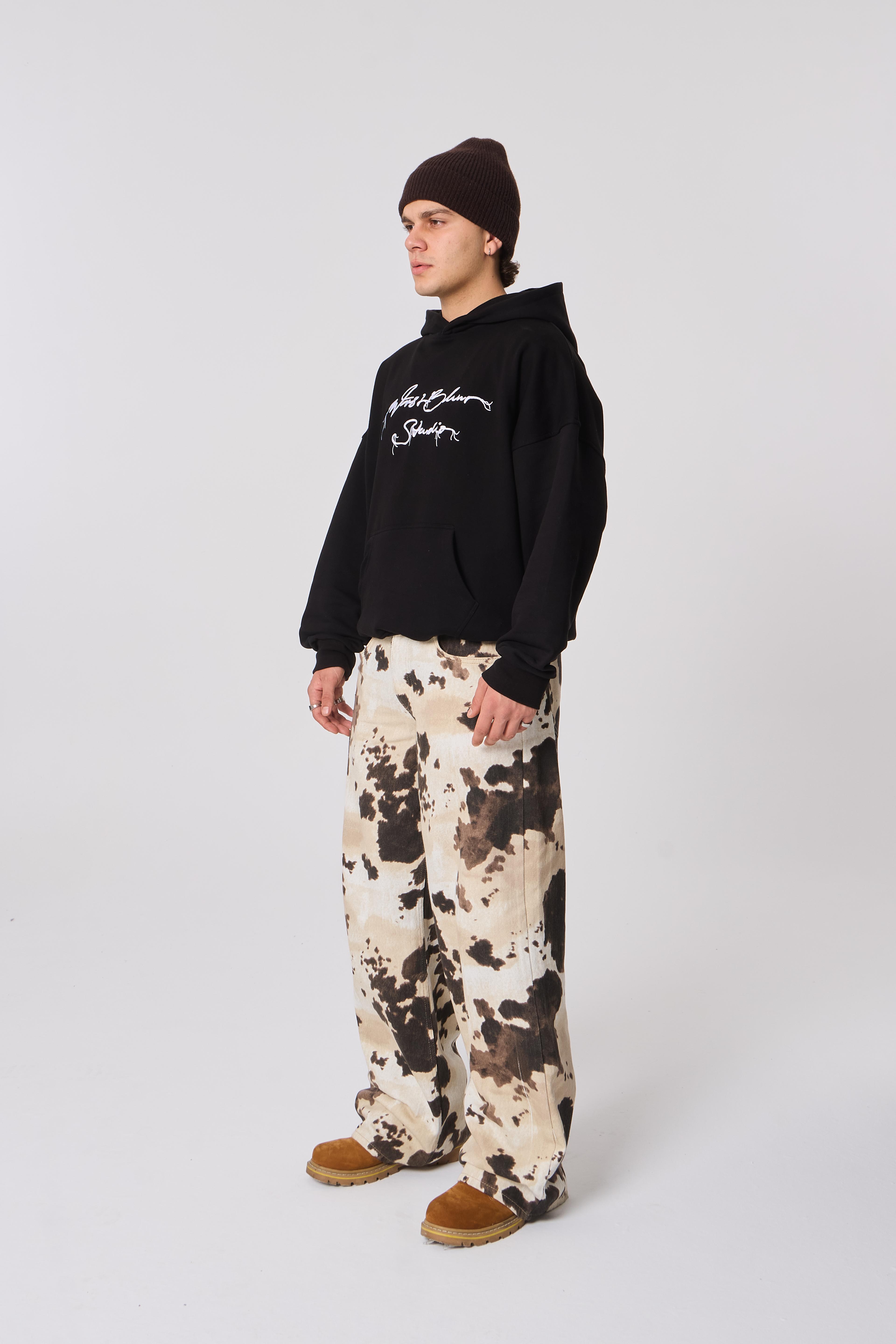 WRSTBHVR Graffiti Nakışlı Kapüşonlu Oversize Sweatshirt