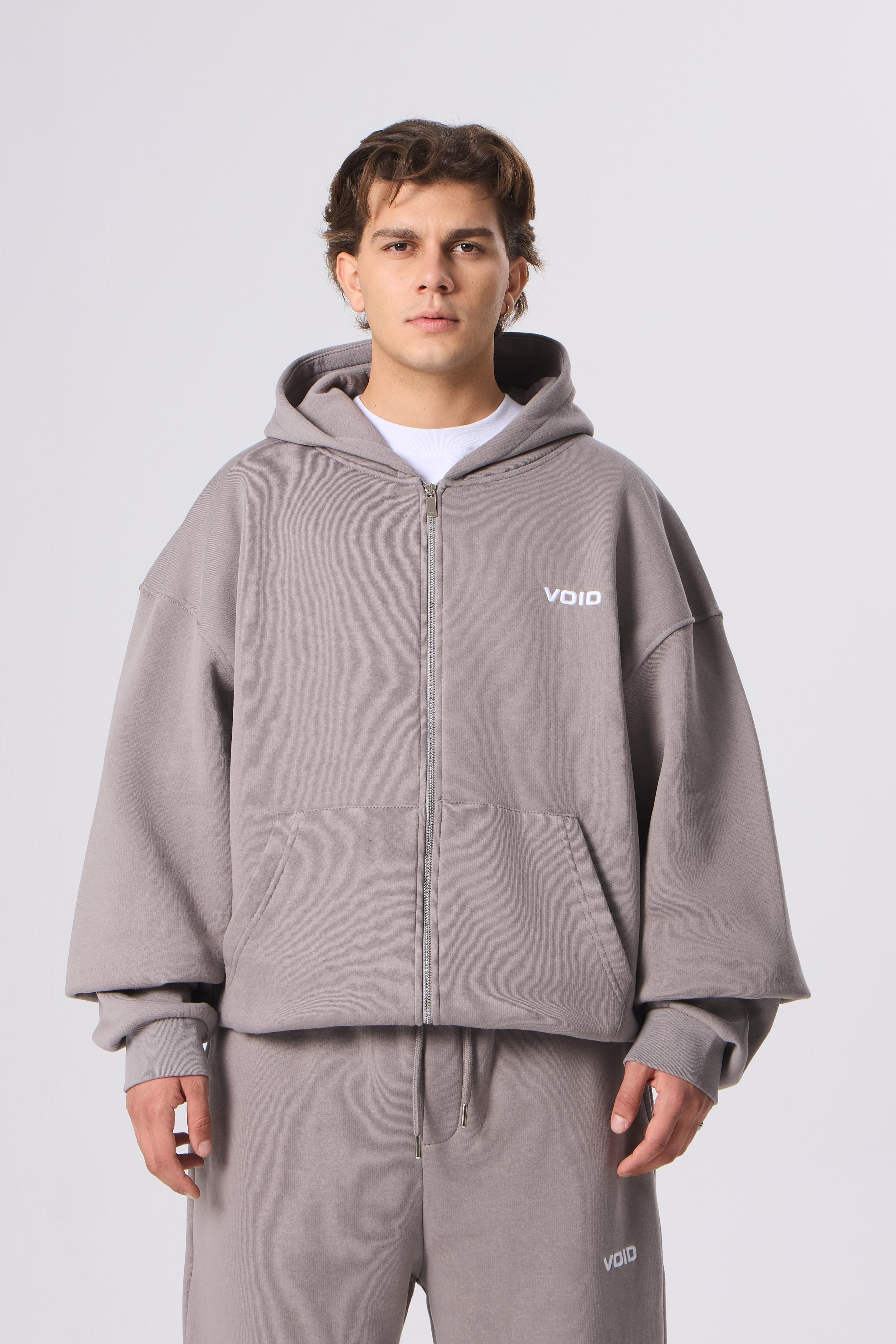 VOID Nakışlı Premium Zip Oversize Hoodie