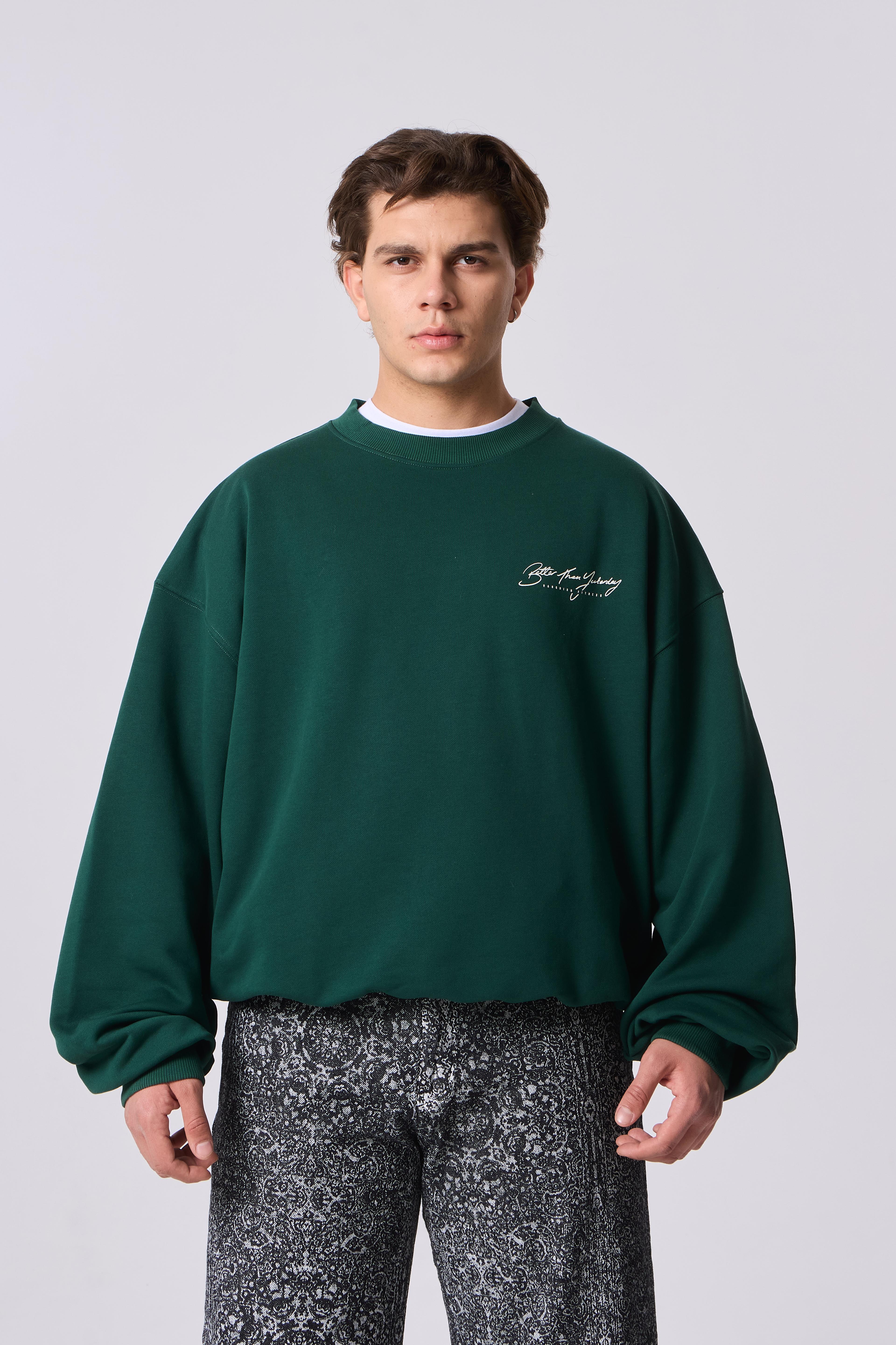 VNQSH Baskılı Premium Sweatshirt - Koyu Yeşil