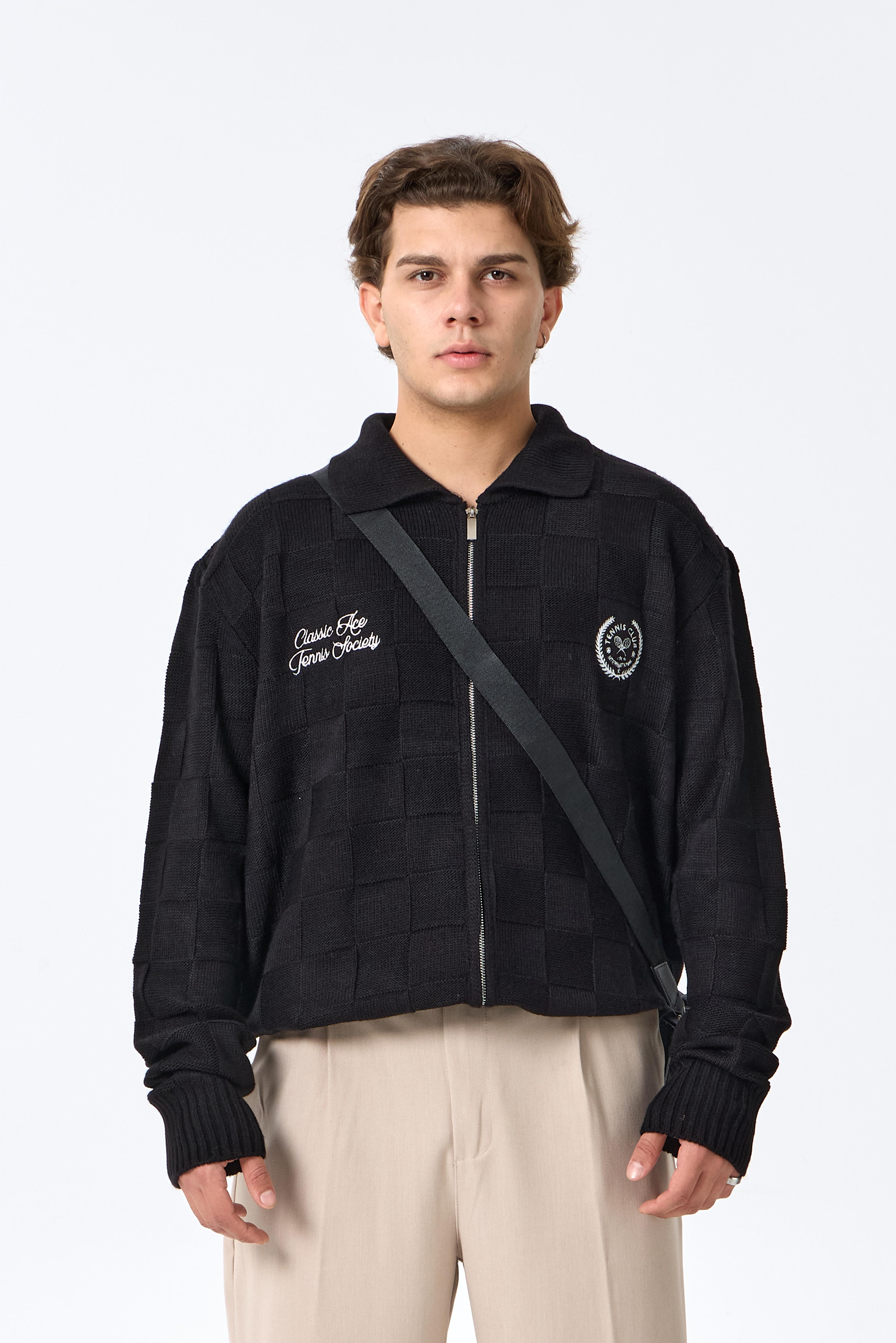 Tennis Clup Premium Triko Dikim Full-Zip  - Siyah