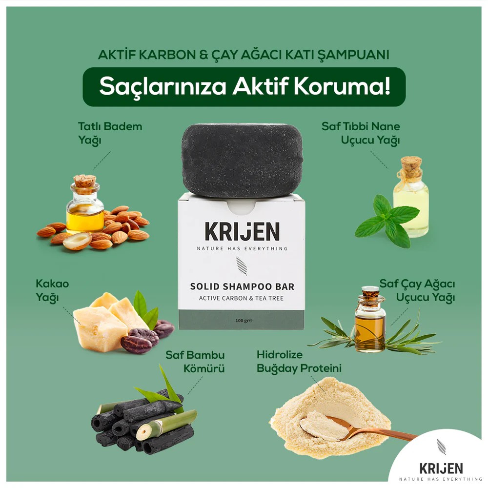 Aktif Karbon & Çay Ağacı Katı Şampuan
