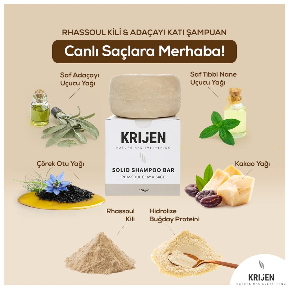 Rhassoul Kili & Adaçayı Katı Şampuan