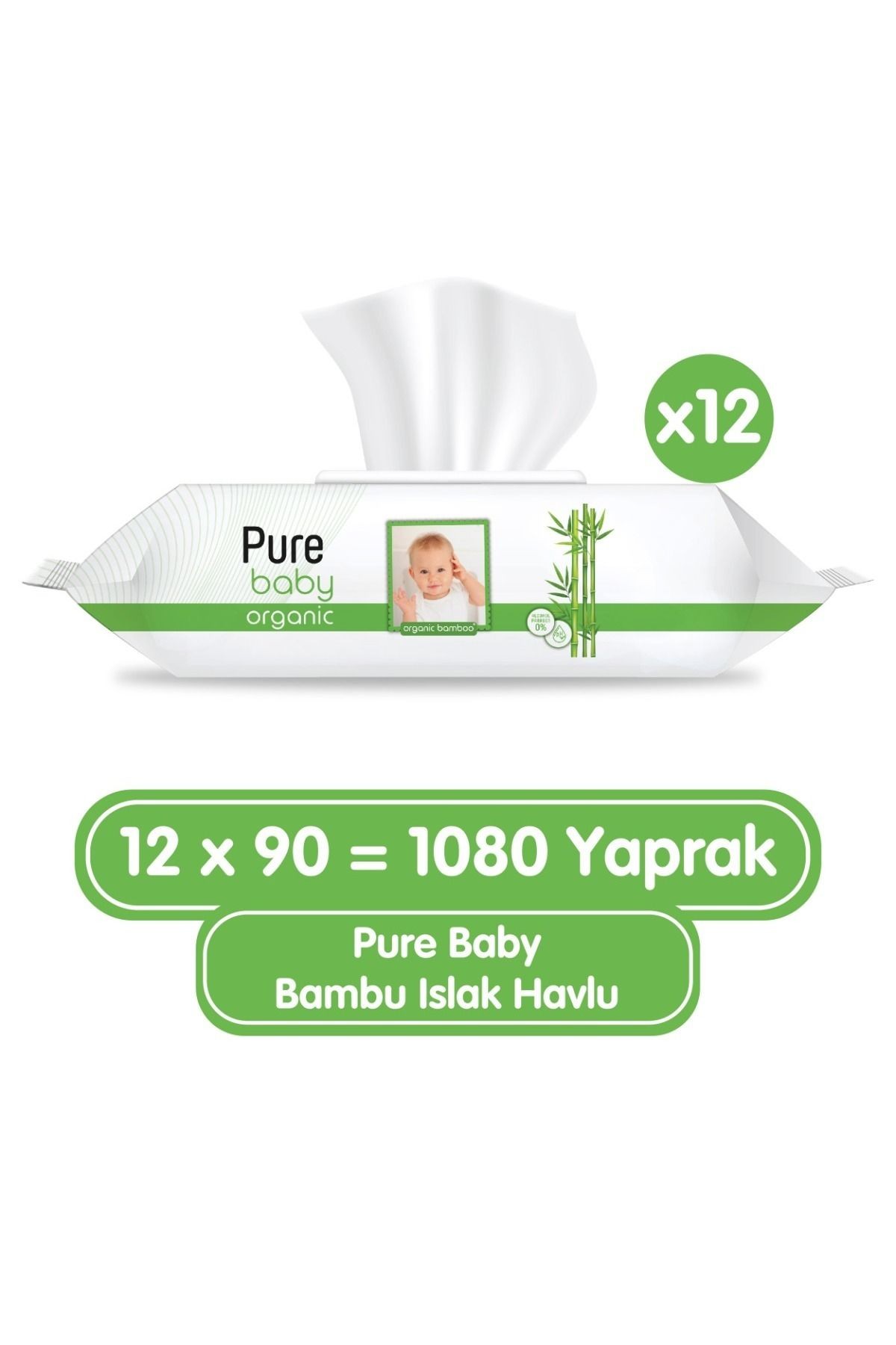Organik Bambu Özlü Islak Havlu 12×90 (1080 YAPRAK)