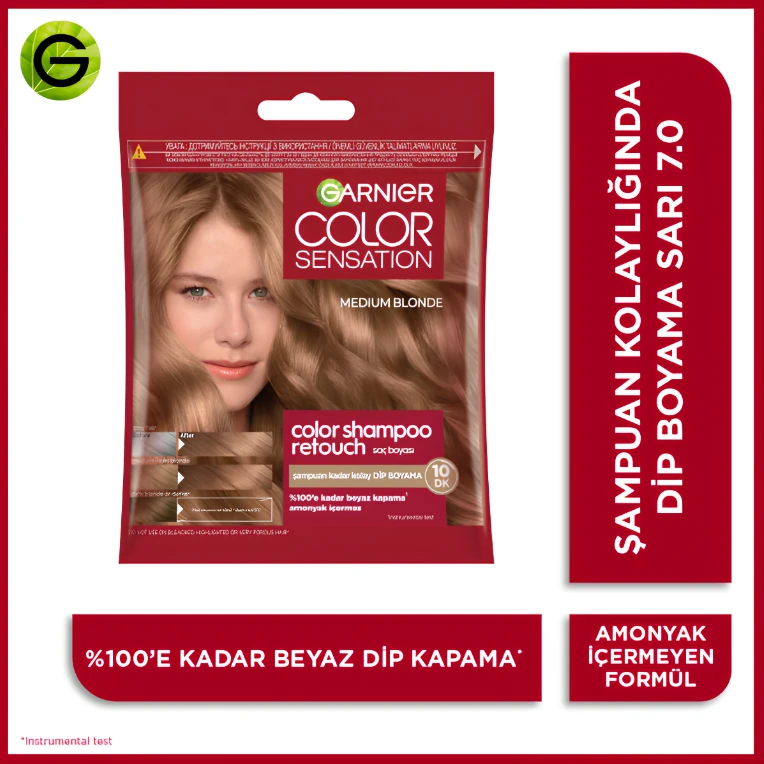 Garnier Color Shampoo Retouch Sampuan Kolaylığında Dip Boyası Medium Blonde 7.0