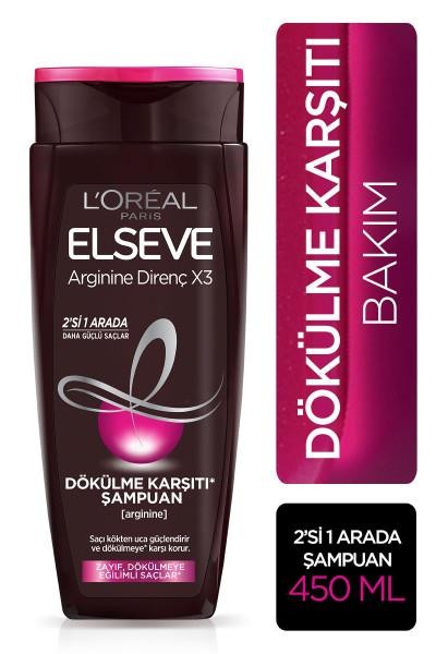 L'Oréal Paris Elseve Arginine Direnç X3 2'si 1 Arada Dökülme Karşıtı Şampuan 450 ml