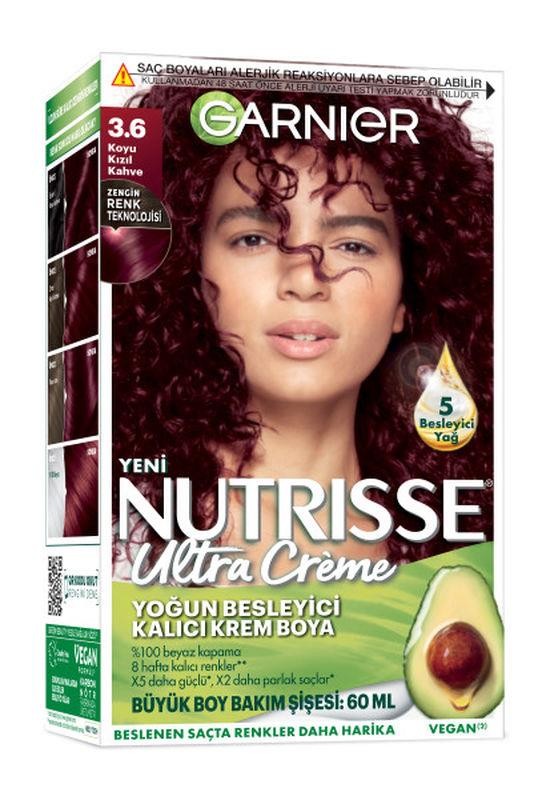 Garnier Nutrisse Yoğun Besleyici Kalıcı Krem Saç Boyası - 3.6 Koyu Kızıl Kahve