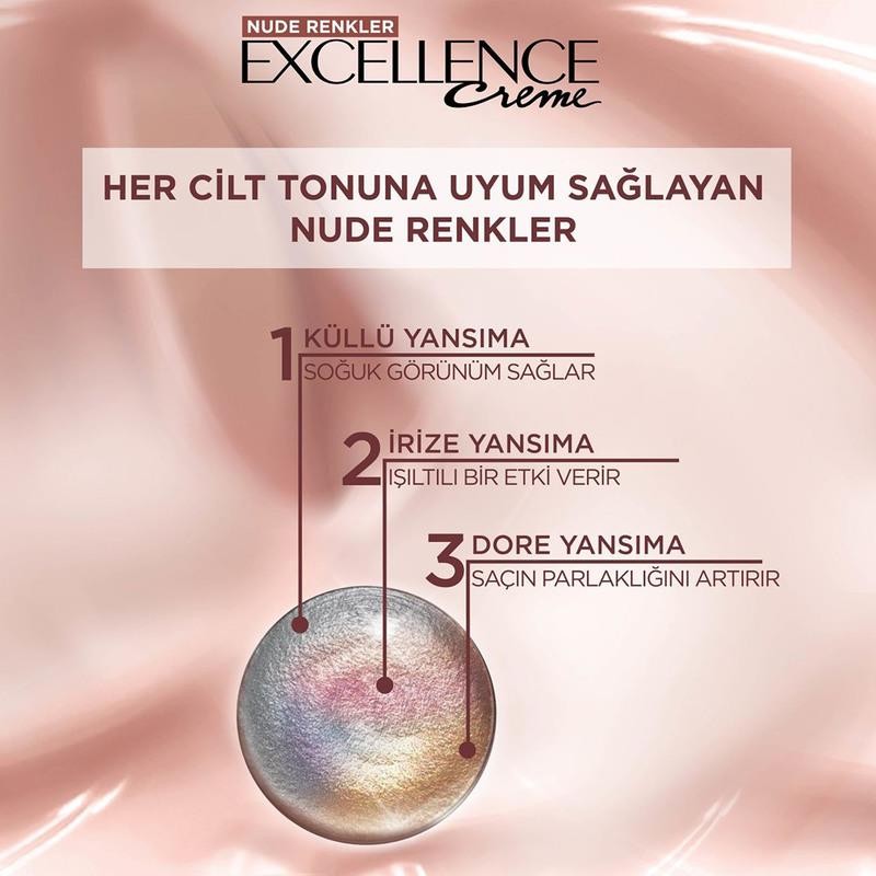 L’Oréal Paris Excellence Creme Nude Renkler Saç Boyası - 7U Nude Kumral