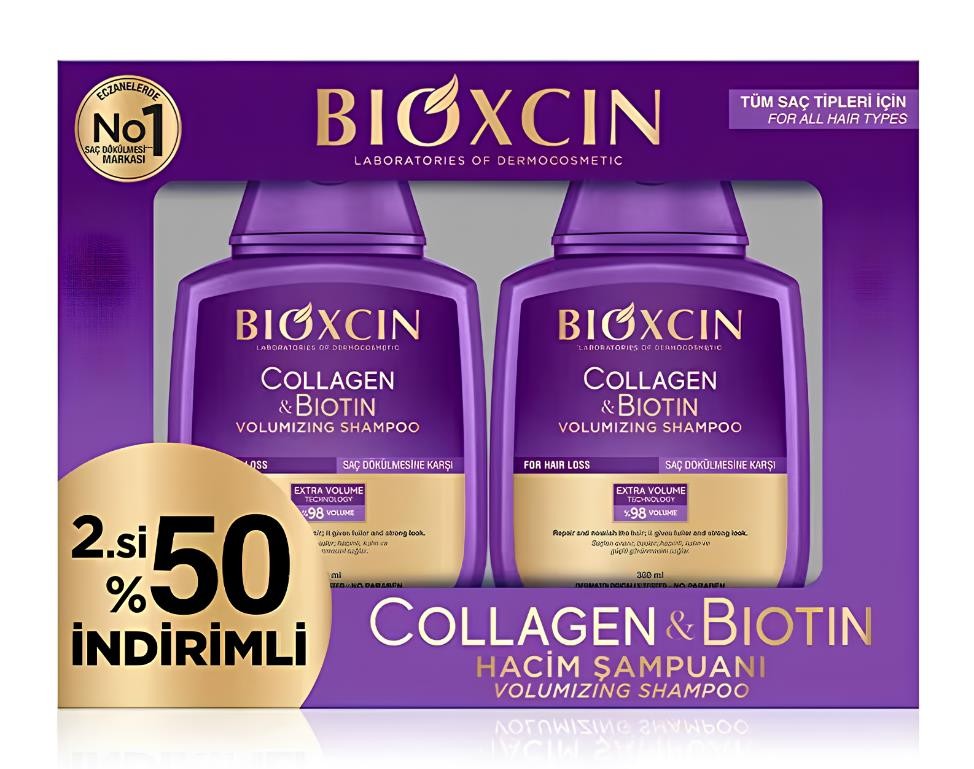 Bioxcin Collagen & Biotin Hacim Şampuanı 2x300 ml