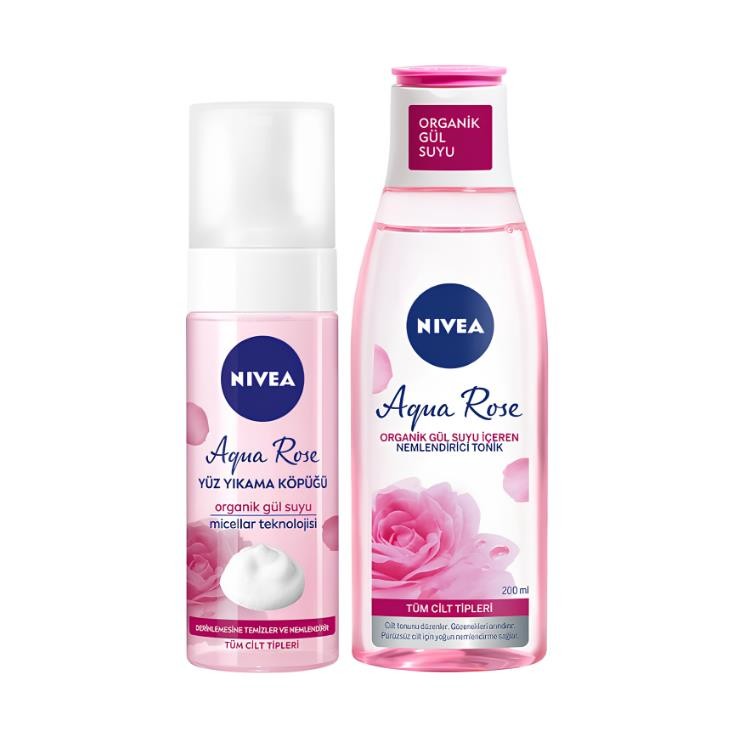 Nivea Aqua Rose Yüz Yıkama Köpüğü 150 ml + Tonik 200 ml