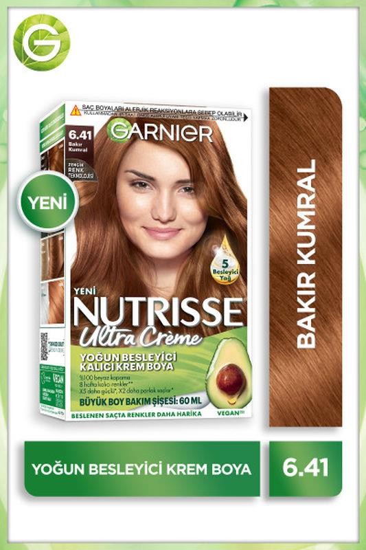 Garnier Nutrisse Yoğun Besleyici Kalıcı Krem Saç Boyası - 6.41 Bakır Kumral