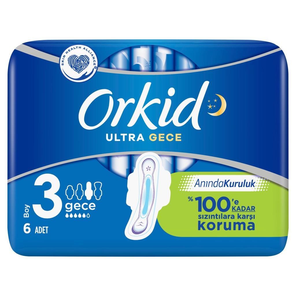 Orkid Ultra Gece 3 Boy Hijyenik Ped 6'lı