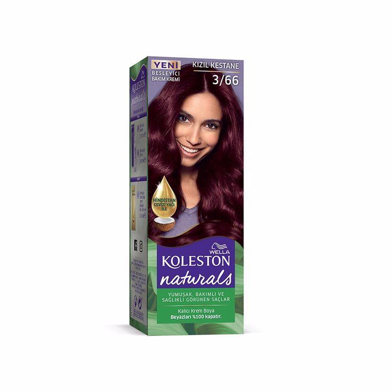 Koleston Naturals Kalıcı Krem Saç Boyası - 3.66 Kızıl Kestane