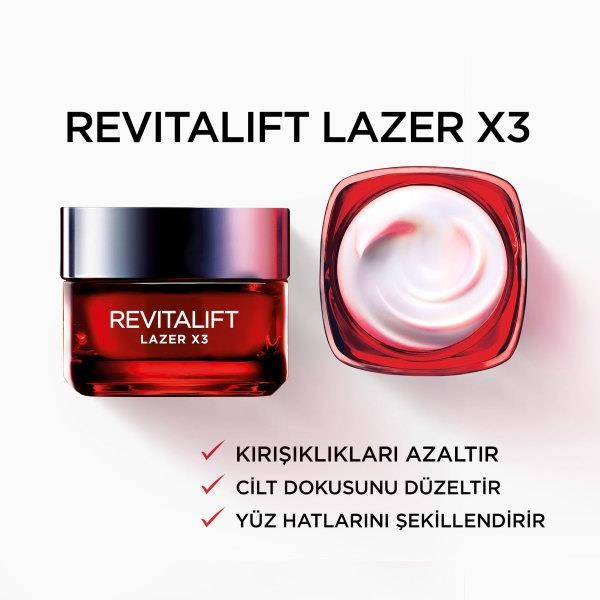 L’Oréal Paris Revitalift Lazer X3 Yoğun Yaşlanma Karşıtı Gündüz Bakım Kremi 15 ml