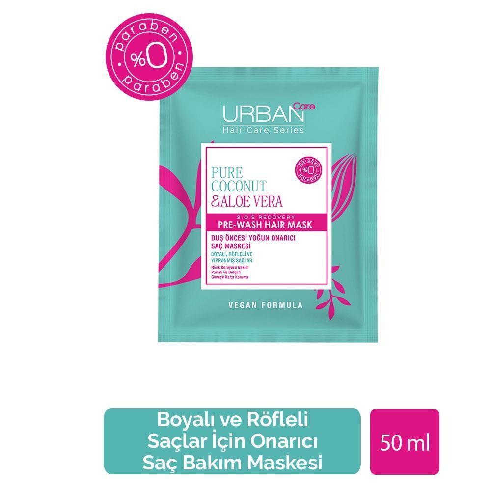 Urban Care Pure Coconut & Aloe Vera Duş Öncesi Yoğun Onarıcı Saç Maskesi 50 ml