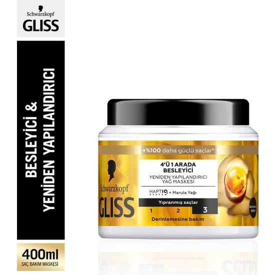 Gliss 4'ü 1 Arada Besleyici & Yeniden Yapılandırıcı Saç Bakım Maskesi 400 ml