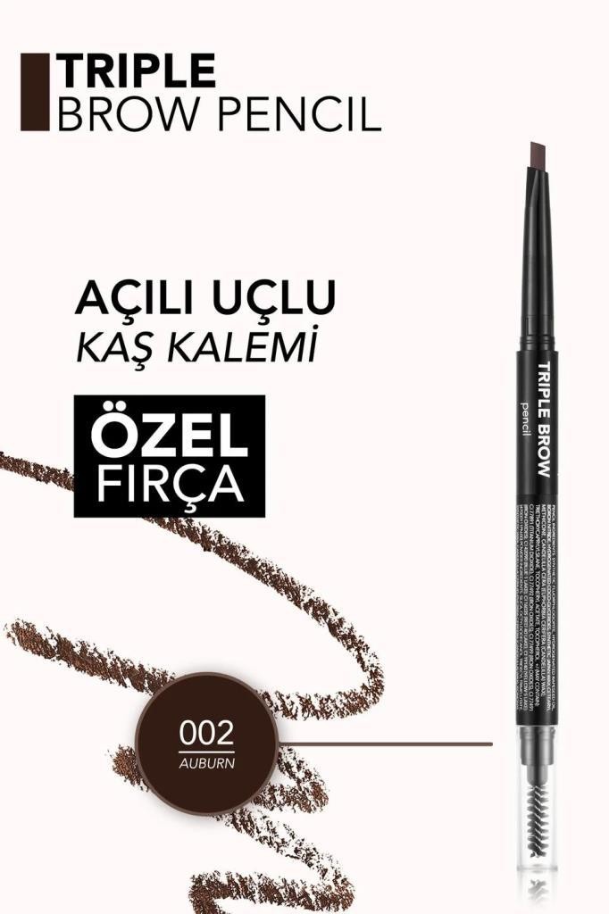 Flormar Triple Brow 3'ü 1 Arada Kremsi Dokulu Kaş Makyaj Kalemi - 002 Auburn