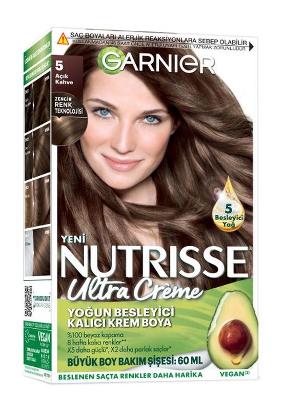 Garnier Nutrisse Yoğun Besleyici Kalıcı Krem Saç Boyası - 5.0 Açık Kahve