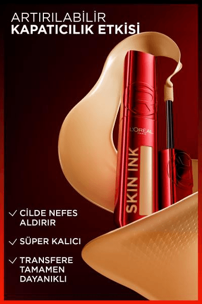 L'Oréal Paris Skin Ink Gün Boyu Kapatıcı Fondöten - Soğuk Alt Ton 130