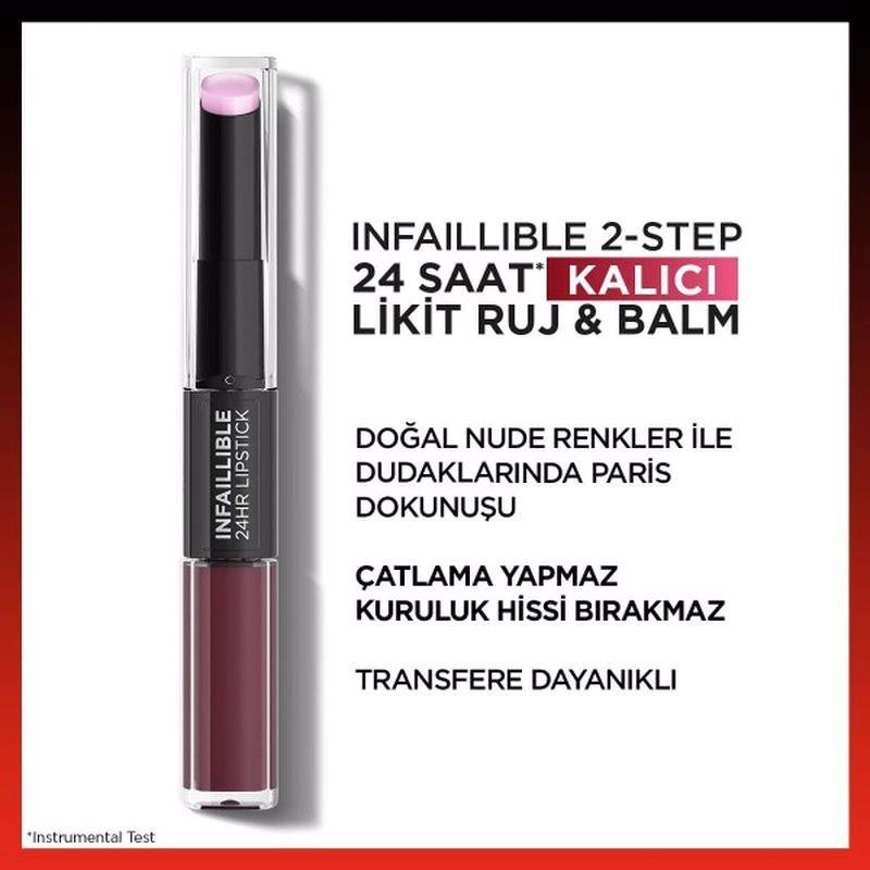 L'Oréal Paris Infaillible 2-Step 24 Saat Kalıcı Likit Ruj & Balm - 215 Wine Oclock