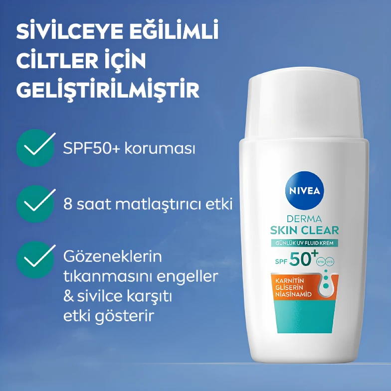 Nivea Derma Skin Clear SPF+50 Fluid Krem 50 ml