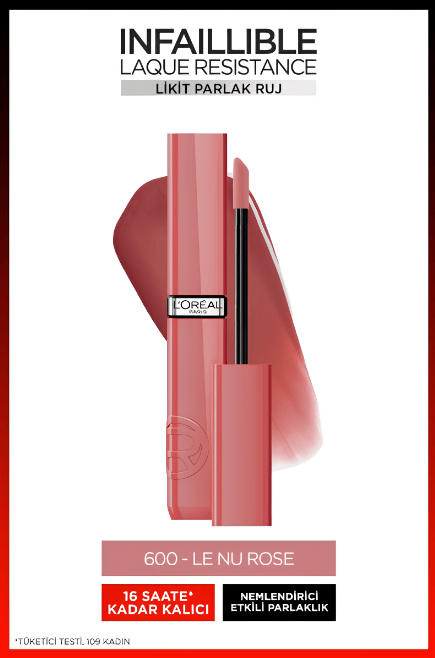 L'Oréal Paris Infaillible Laque Resistance Likit Parlak Ruj - 600 Le Nu Rose