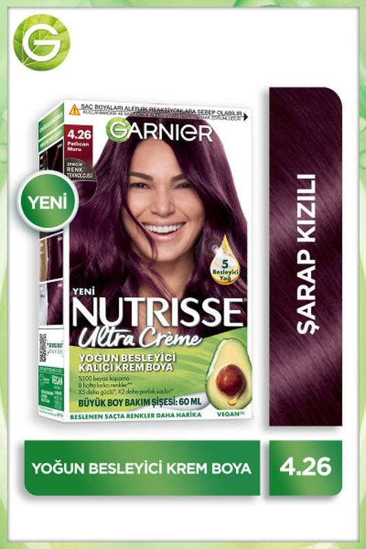 Garnier Nutrisse Yoğun Besleyici Kalıcı Krem Saç Boyası - 4.26 Patlıcan Moru