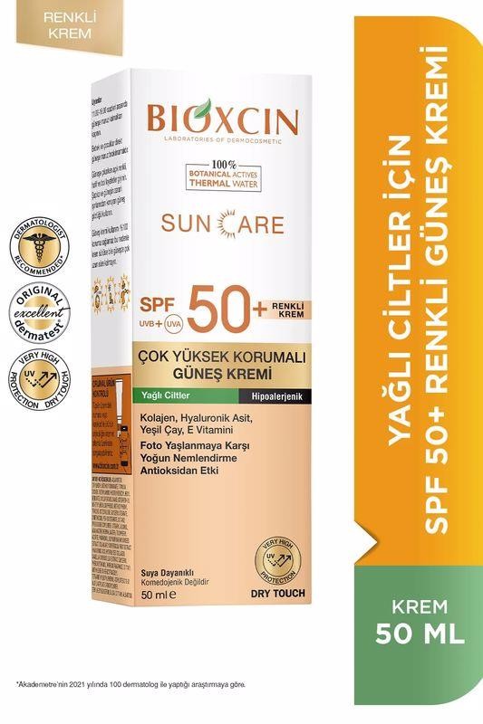 Bioxcin Sun Care SPF50+ Yağlı Ciltler Çok Yüksek Korumalı Renkli Güneş Kremi 50 ml