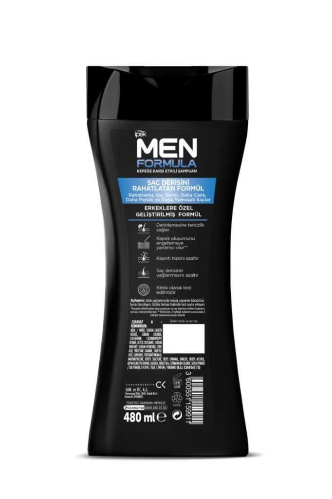 İpek Men Formula Kepeğe Karşı Etkili Derinlemesine Temizlik Şampuan 480 ml 
