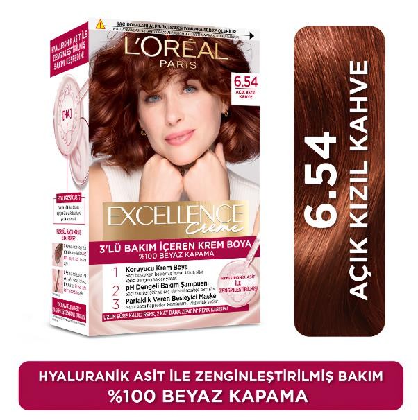 L’Oréal Paris Excellence Creme Saç Boyası 6.54 Açık Kızıl Kahve