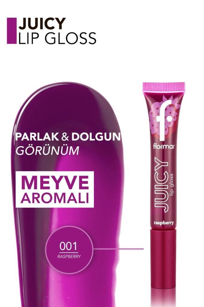 Flormar Juicy Doğal Renk Veren Meyve Aromalı Nemlendirici Dudak Parlatıcısı - 001 Raspberry 