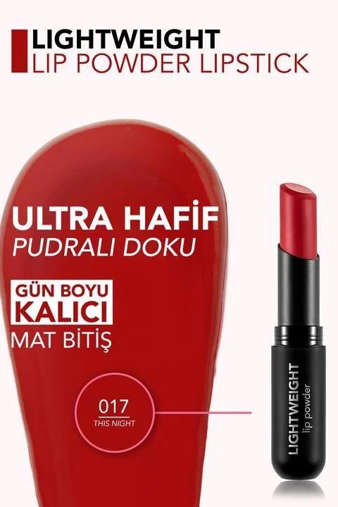 Flormar Lightweight Lip Powder Yüksek Pigmentli Mat Bitişli Ultra Hafif Ruj - 17